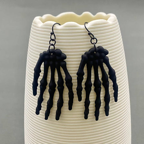 Black Skull Hand Earrings
