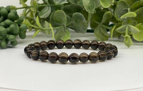 Smoky Quartz Stretchable Bracelet 8mm -7.5" Long