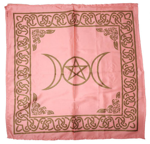 Triple Moon with Pentagram Altar Cloth Baby Pink 21x21"