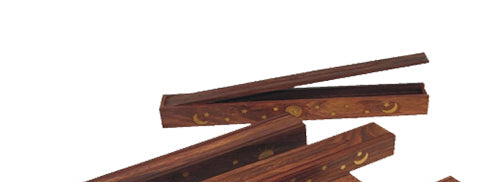 Wooden Incense Burner Box w/ Brass Accents