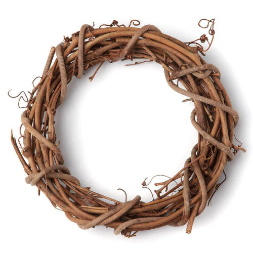 Brown grapevine wreath on a white background
