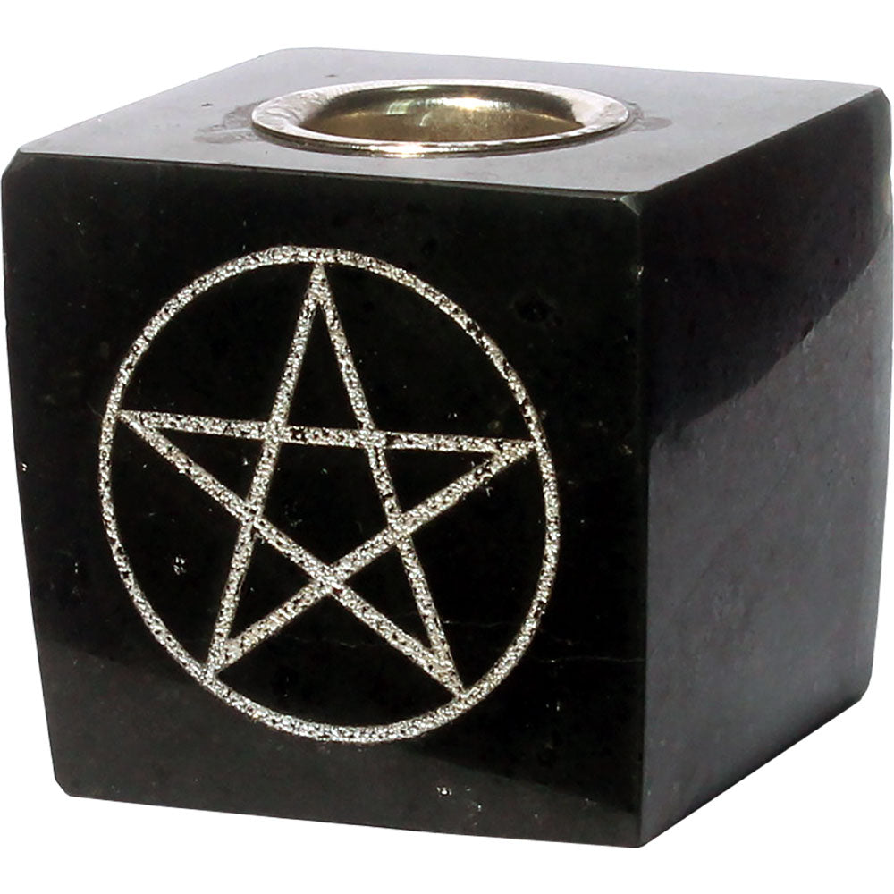 Taper Candle Holder Black Tourmaline  - Pentacle