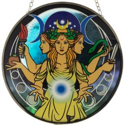 Glass Suncatcher 12in - Triple Moon Goddess
