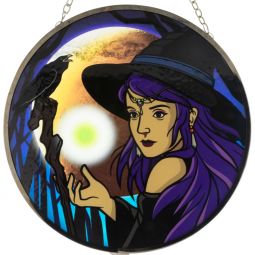 Glass Suncatcher 6in - Witch