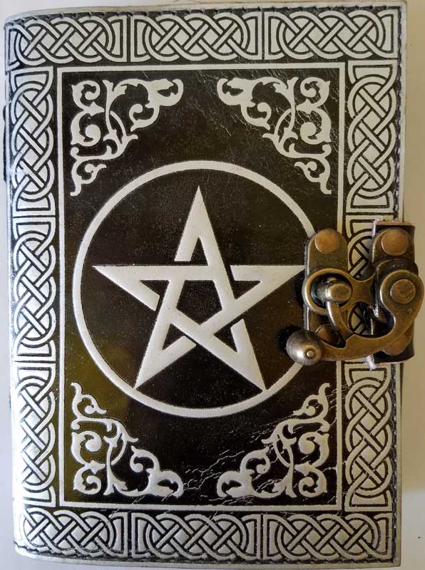 Pentagram Leather Journal with latch (Black and Silver)
