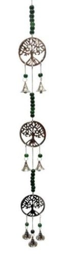 Brass Bell Windchime - Triple Tree of Life with Beads