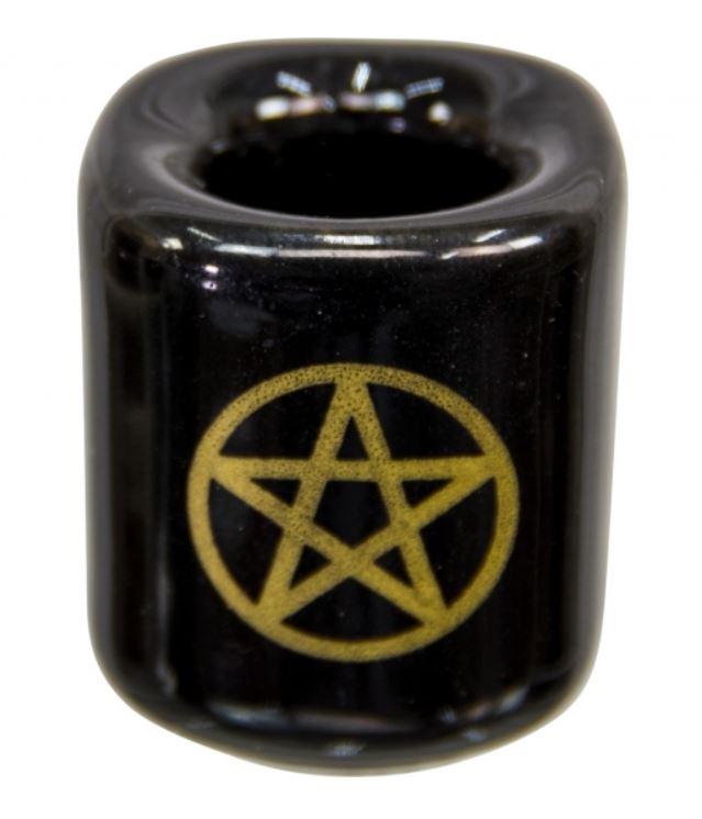 Chime Candle Holder Black w/Pentacle