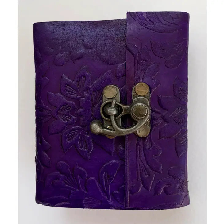 Purple Embossed Leather Journal 3" x 4"