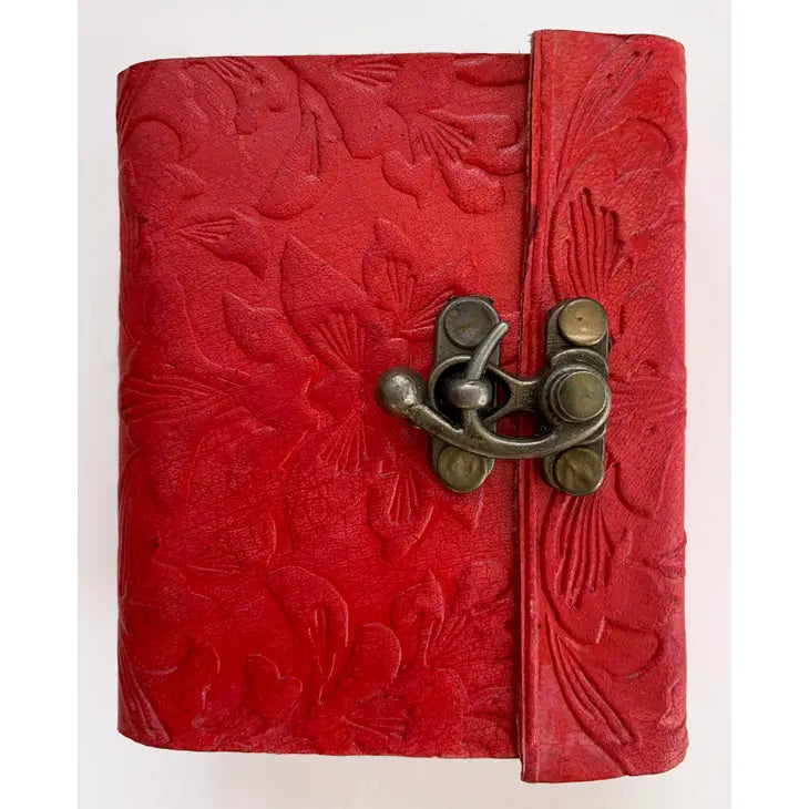 Red Embossed Leather Journal 3" x 4"