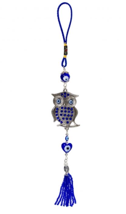 Evil Eye Owl Hanging Talisman (Glass)
