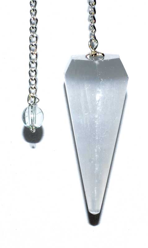 Pendulum Selenite 6 Sided 7 Chakra