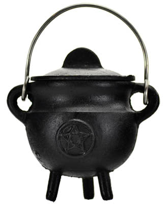 Pentagram Cast Iron Cauldron with lid 2 3/4"