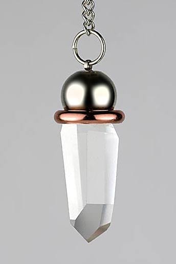 Pendulum Himalayan Crystal Sm. Chamber w/ copper energy ring