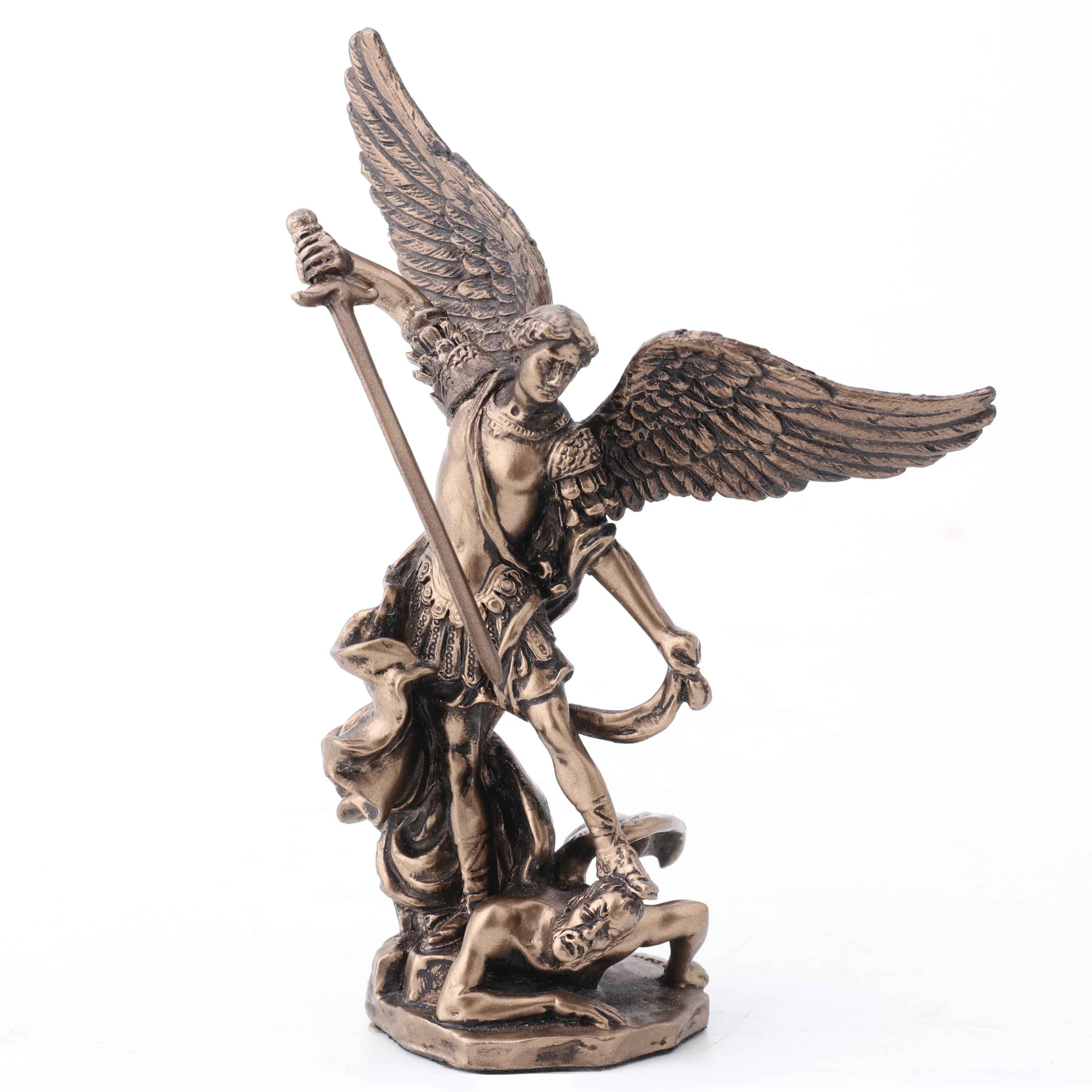 Small Archangel Statue Saint Michael Standing On Demon's Head