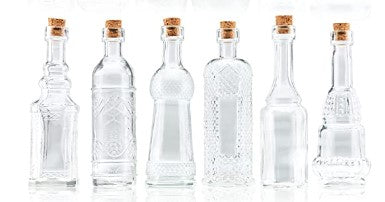 Clear Vintage Glass Bottle Assorted w/cork