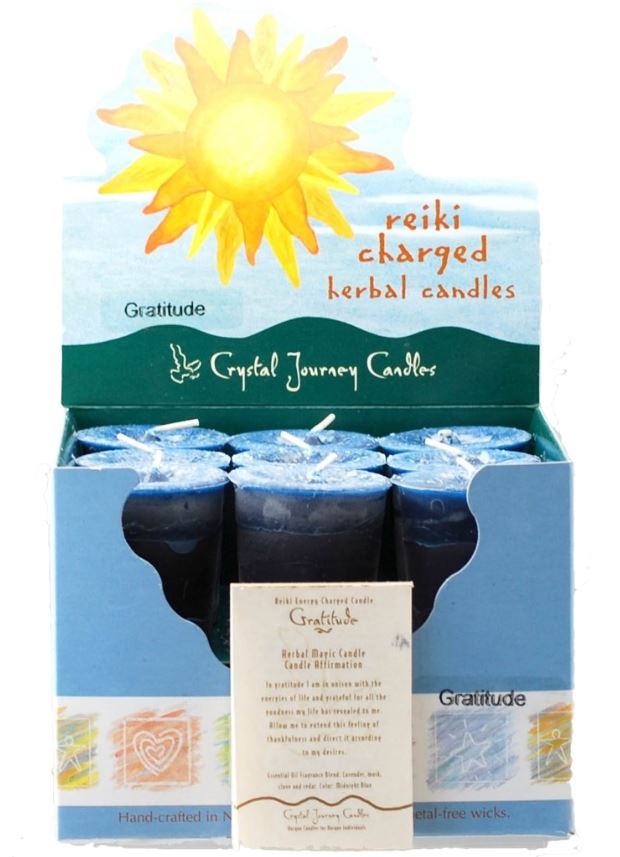 Gratitude Herbal Votive Candle (Gray/Black)