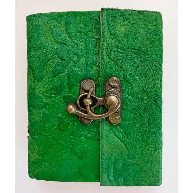 Green Embossed Leather Journal 3" x 4"