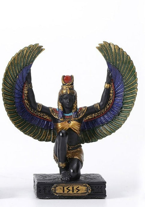 Small Egyptian Goddess Isis Statue -Black and Gold Finish