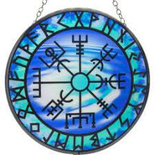 Glass Suncatcher 6in - Helm of Vegvisir/ Runes